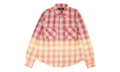 Ombre Lurex Plaid Raw Edge Shirt "Red" Y0W06449PD RED