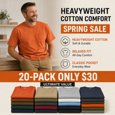 🔥Men's Heavyweight Cotton Pocket T-Shirt – Relaxed Fit Everyday Casual Tee | Big & Tall Available
