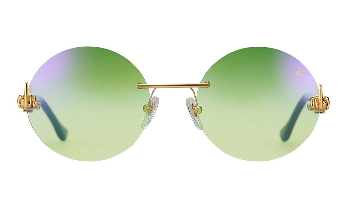 508 Rimless Drill Mount F.U. Edition 24KT "Yellow Gold / Black / Powder Green Flash Purple" DMMF2 0006 16T4