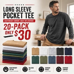 🔥Men's Heavyweight Cotton Pocket T-Shirt – Relaxed Fit Everyday Casual Tee | Big & Tall Available