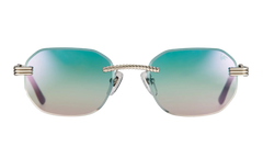 Hustler Rimless Drill Mount 24KT "White Gold / Blue / Pink Multi Flash" DMHU2 0049 44D1