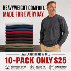 🔥Men's Heavyweight Cotton Pocket T-Shirt – Relaxed Fit Everyday Casual Tee | Big & Tall Available